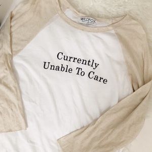 Wildfox baseball T “currently unable to care”